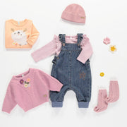 Chandail de tricot rose avec broderies naissance || Pink knitted sweater with embroidery, newborn