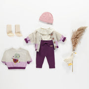 Pantalon en tricot  mauve style jogging, naissance