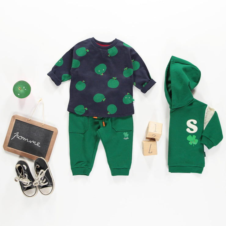 Chandail à capuchon vert de coupe ample en coton ouaté, bébé