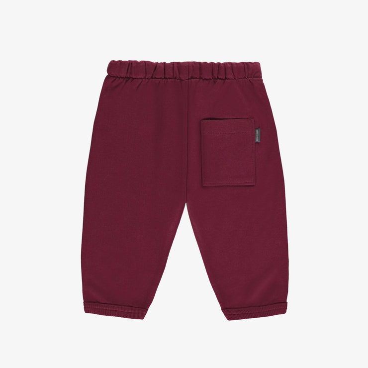 Pantalon bourgogne coupe décontractée en coton français, bébé || Burgundy pants relaxed fit in French terry, baby