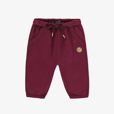 Pantalon bourgogne coupe décontractée en coton français, bébé || Burgundy pants relaxed fit in French terry, baby