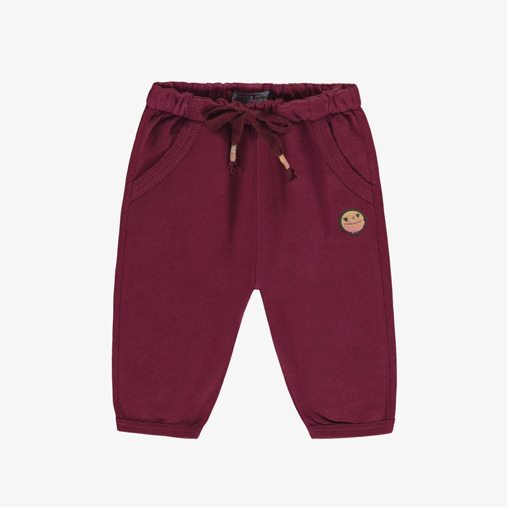 Pantalon bourgogne coupe décontractée en coton français, bébé || Burgundy pants relaxed fit in French terry, baby