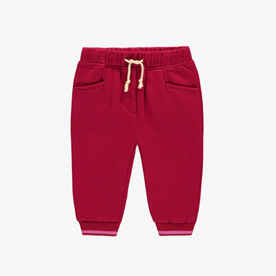 Pantalon rouge de coupe régulière en coton ouaté, bébé