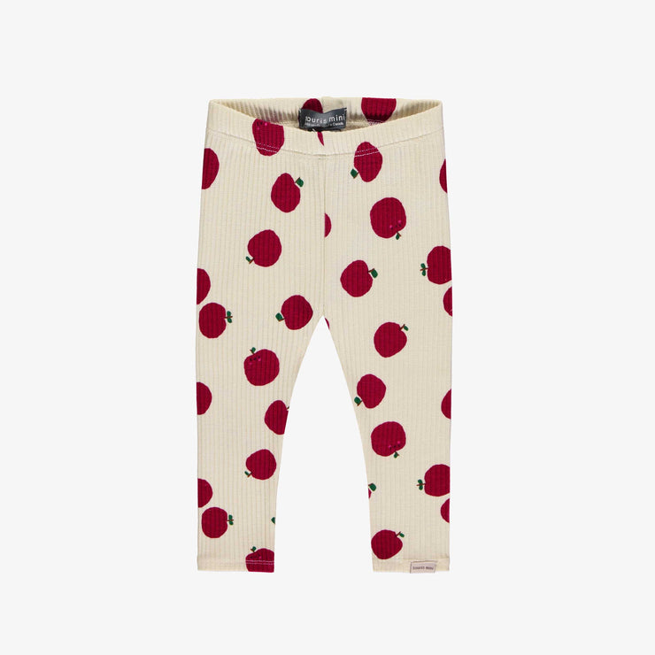 Legging crème à motifs de pommes rouges en tricot côtelé, bébé