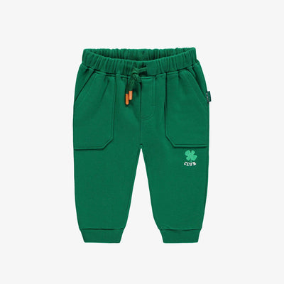 Pantalon vert de coupe décontractée en coton ouaté, bébé