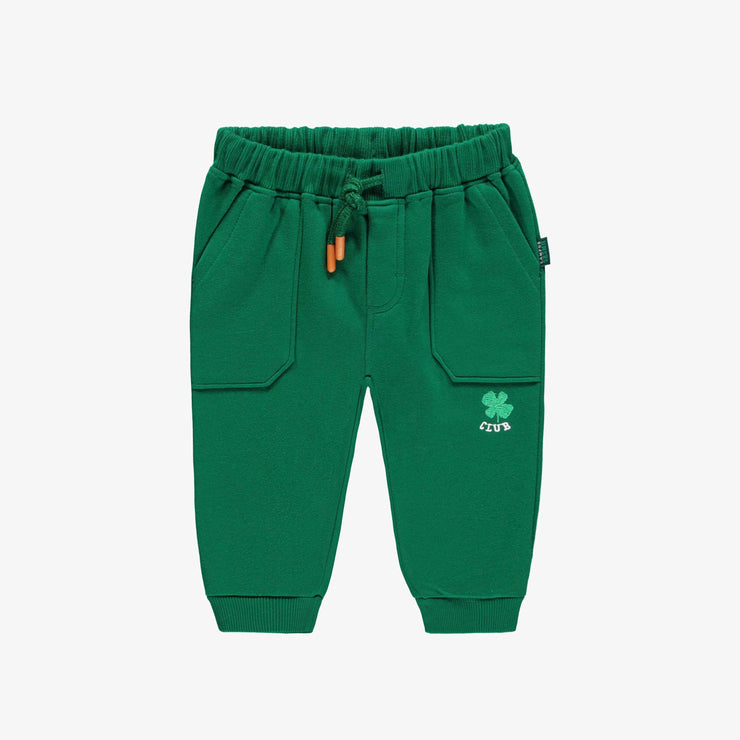 Pantalon vert de coupe décontractée en coton ouaté, bébé