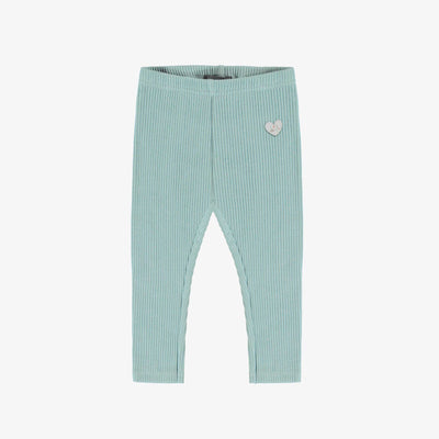Legging long bleu cendré en tricot côtelé irrégulier, bébé || Ash blue long legging in irregular rib, baby