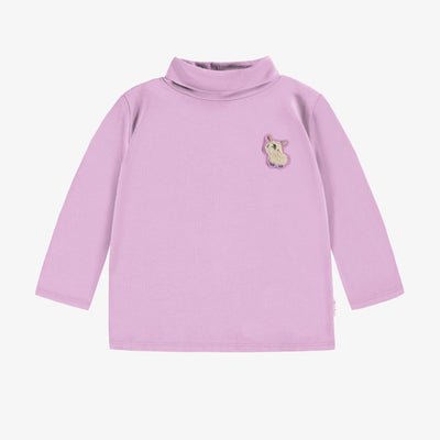 T-shirt mauve à manches longues avec col roulé en tricot côtelé, bébé || Purple long sleeves t-shirt with turtleneck in rib knit, baby