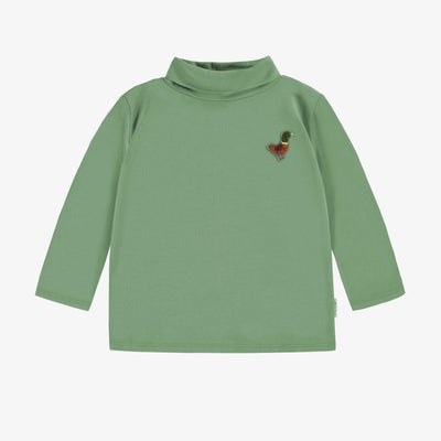 T-shirt vert sauge à manches longues avec col roulé, bébé