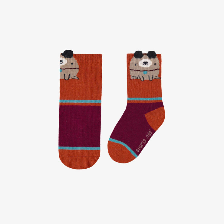 Chaussettes orange brulé avec un chien, bébé