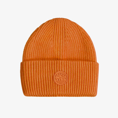 Tuque de maille orange, enfant || Orange knit toque, child