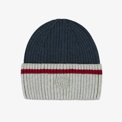 Tuque de maille marine effet bas de laine, enfant || Navy knit toque with wool socks effect, child