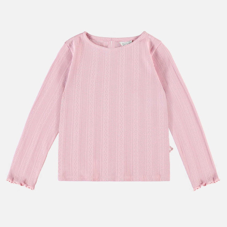 T-shirt à manches courtes Lilas de coupe très ajustée en Pointelle côtelée, enfant || Lilac short sleeves snug fit t-shirt, child