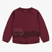 Chandail à manches longues bourgogne en coton français, enfant || Burgundy sweater in french terry, child