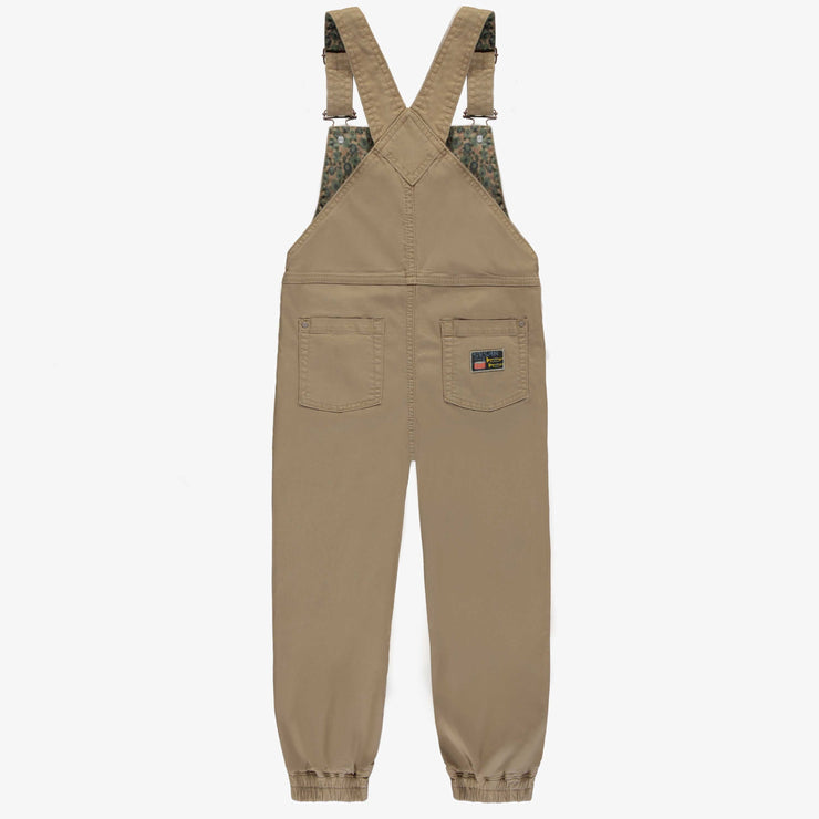 Salopette coupe décontractée sable en twill extensible, enfant || Sand casual overalls in stretch twill, child