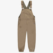 Salopette coupe décontractée sable en twill extensible, enfant || Sand casual overalls in stretch twill, child
