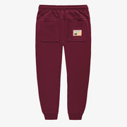 Pantalon bourgogne coupe décontractée en coton français, enfant || Burgundy pants relaxed fit in French terry, child