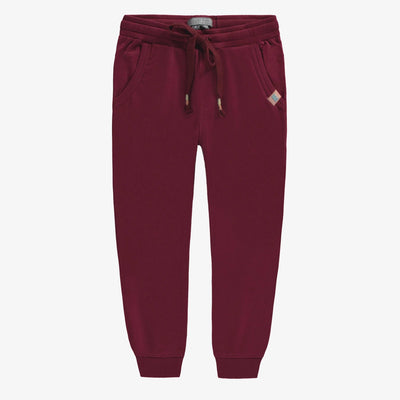 Pantalon bourgogne coupe décontractée en coton français, enfant || Burgundy pants relaxed fit in French terry, child