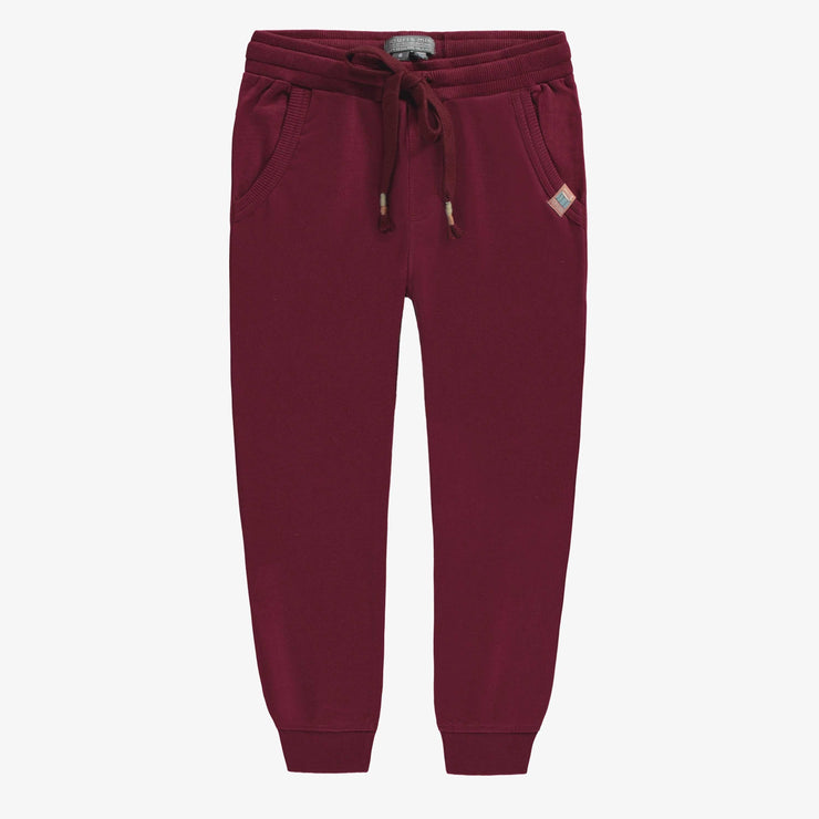 Pantalon bourgogne coupe décontractée en coton français, enfant || Burgundy pants relaxed fit in French terry, child