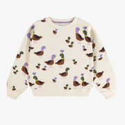 Chandail crème à motif de canard en coton français, enfant || Cream sweater with duck print in French terry, child