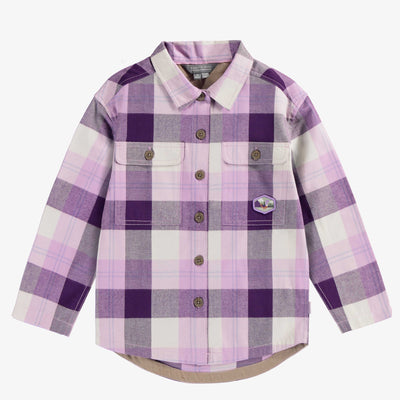 Surchemise mauve à carreaux en flanelle épaisse, enfant || Plaid purple shirt in flannel, child