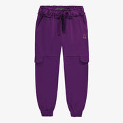 Pantalon mauve de coupe décontractée style jogging en coton français, enfant || Purple pants of relaxed fit jogger style in French terry, child