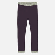 Legging réversible prune et vert fleuri en jersey extensible, enfant || Reversible striped navy and cream legging in stretch jersey, child