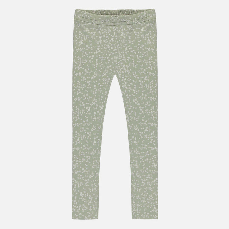 Legging réversible prune et vert fleuri en jersey extensible, enfant || Reversible striped navy and cream legging in stretch jersey, child