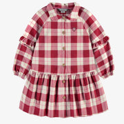 Robe rouge et blanche à carreaux en flanelle, enfant
