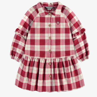Robe rouge et blanche à carreaux en flanelle, enfant