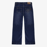 Pantalon denim à jambe large avec fentes, bleu foncé, enfant || Wide-leg denim pants with slits, dark blue, child