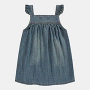 Robe chasuble en denim, bleu moyen, enfant