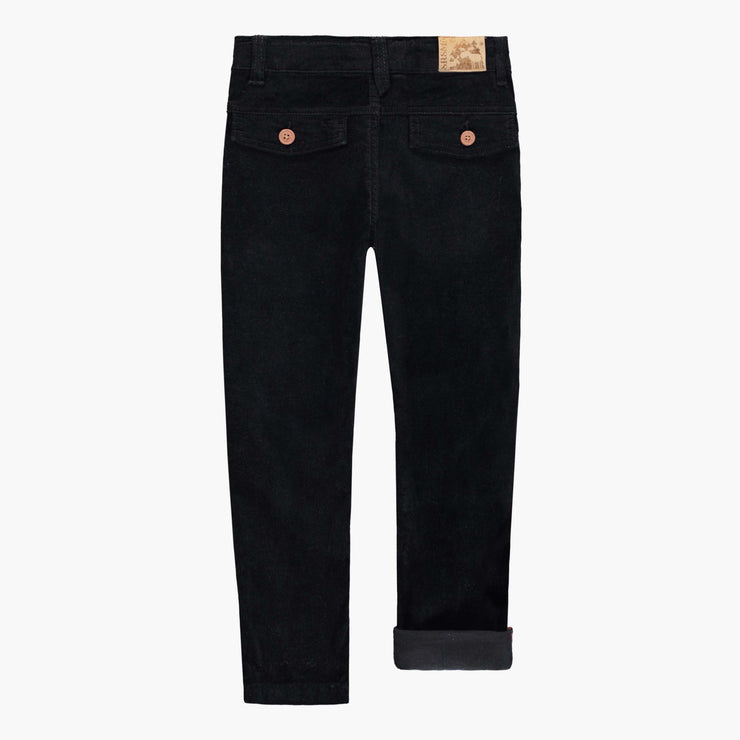 Pantalon noir de coupe régulière en velours, enfant
