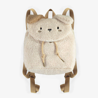 Sac à dos de chien crème en sherpa, enfant || Dog shaped cream backpack in sherpa, child