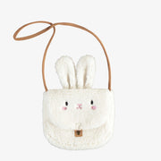 Sac portefeuille lapin blanc en sherpa, enfant || White sherpa rabbit wallet bag, child