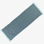 Foulard bleu-turquoise à motif floral en voile, enfant || Turquoise-blue scarf with floral pattern in cotton veil, child