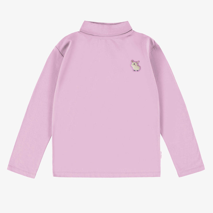 T-shirt mauve à manches longues avec col roulé en jersey, enfant || Purple long sleeves t-shirt with turtleneck in jersey, child