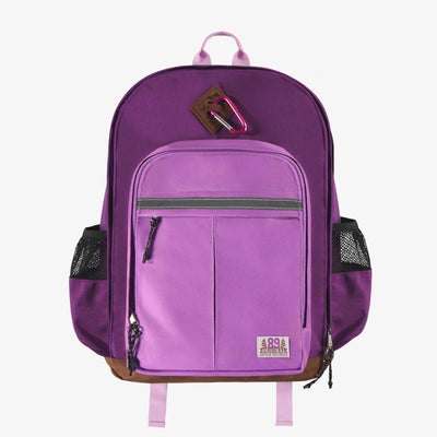 Sac d’école mauve à blocs de couleur, enfant || Purple color-block school bag, child