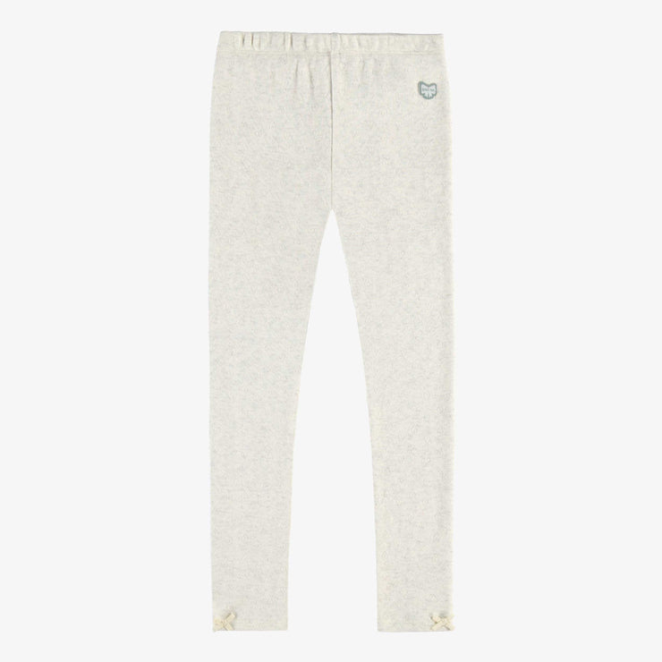 Legging crème long en jersey pointelle brillant, enfant || Long cream legging in shiny pointelle jersey, child