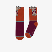 Chaussettes orange brulé avec un chien, enfant