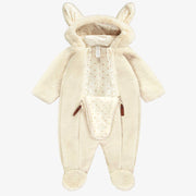 Une pièce crème en peluche synthétique, naissance || Cream one piece in synthetic plush, newborn