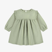 Robe manches longues vert sauge en coton pointelle, naissance || Sage green long sleeves dress in cotton pointelle, newborn