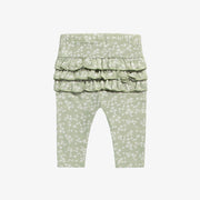 Legging vert sauge fleuri à volants en jersey, naissance