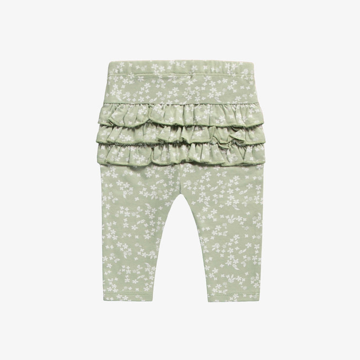 Legging vert sauge fleuri à volants en jersey, naissance