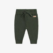 Pantalon vert en tricot style jogging, naissance || Green knitted pants jogger style, newborn