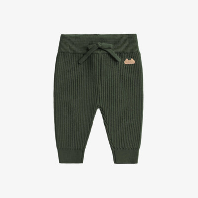 Pantalon vert en tricot style jogging, naissance || Green knitted pants jogger style, newborn