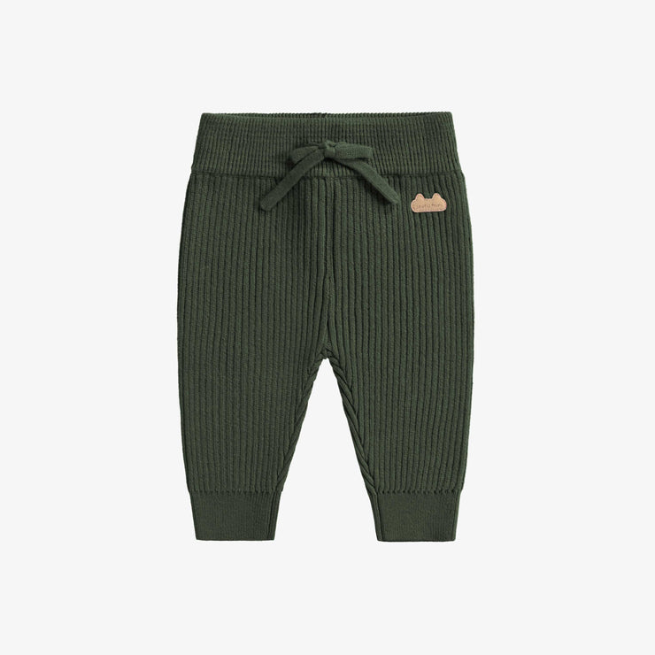 Pantalon vert en tricot style jogging, naissance || Green knitted pants jogger style, newborn