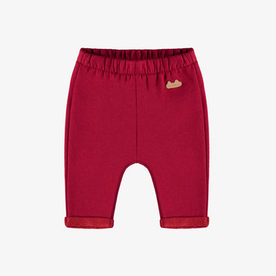 Pantalon rouge coupe ample en coton ouaté brossé, naissance
