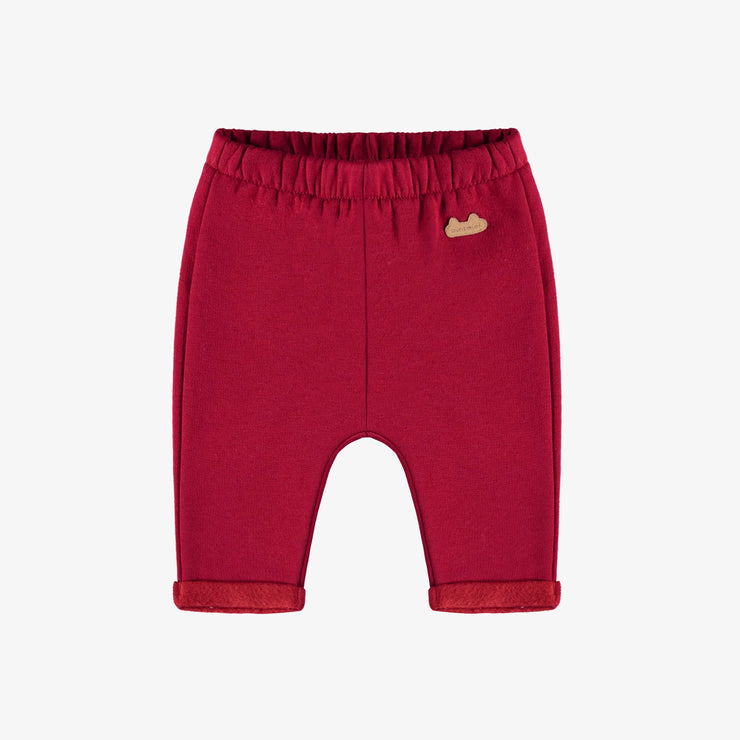 Pantalon rouge coupe ample en coton ouaté brossé, naissance