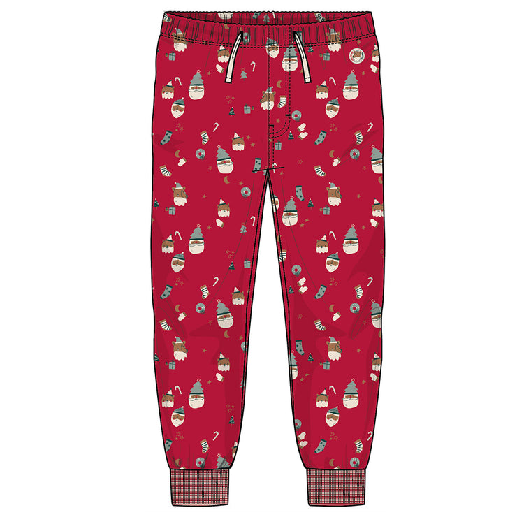 Pantalon de pyjama rouge à motifs festifs, adulte